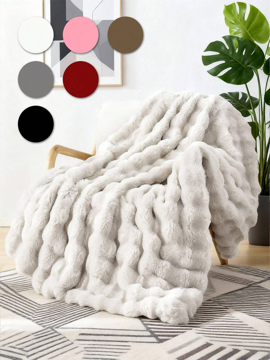 1pc Solid Color Plush Blanket, Available In Multiple Colors, Soft & Warm Faux Fur Luxury Style Throw Blanket, Suitable For Living Room, Bedroom, Sofa And More, Fluffy Long Pile Blanket, Soft & Cozy Sofa Throw, Autumn Decor, Room Decor, Study Supplies