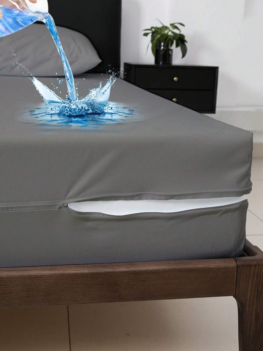 1pc Safest 100% Waterproof 6-Sided Zippered Mattress Protector - Fits 9-12 Inches Deep Mattress, Breathable & Noiseless, Washable Mattress Encasement, Low Allergenicity, High Quality Zippered Mattress Cover